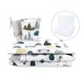 Lenjerie patut cu 5 piese, MimiNu, Pentru patut 120x60 cm, Cu pilota si perna, Din bumbac certificat Oeko Tex Standard 100, Childrens Journey Grey