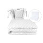 Lenjerie patut cu 5 piese, MimiNu, Pentru patut 120x60 cm, Cu pilota si perna, Din bumbac certificat Oeko Tex Standard 100, Mini Gray Stars - 1