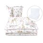 Lenjerie patut cu 5 piese, MimiNu, Pentru patut 120x60 cm, Cu pilota si perna, Din bumbac certificat Oeko Tex Standard 100, Sweet Deer Pink