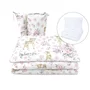 Lenjerie patut cu 5 piese, MimiNu, Pentru patut 120x60 cm, Cu pilota si perna, Din bumbac certificat Oeko Tex Standard 100, Sweet Deer Pink