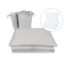 Lenjerie patut cu 5 piese, MimiNu, Pentru patut 120x60 cm, Cu volanase, Cu pilota si perna, Din bumbac certificat Oeko Tex Standard 100, Colectia Royal, Grey