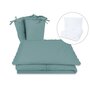 Lenjerie patut cu 5 piese, MimiNu, Pentru patut 120x60 cm, Cu volanase, Cu pilota si perna, Din bumbac certificat Oeko Tex Standard 100, Colectia Royal, Nepal Green