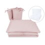 Lenjerie patut cu 5 piese, MimiNu, Pentru patut 120x60 cm, Cu volanase, Cu pilota si perna, Din bumbac certificat Oeko Tex Standard 100, Colectia Royal, Powder Pink - 1