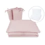 Lenjerie patut cu 5 piese, MimiNu, Pentru patut 120x60 cm, Cu volanase, Cu pilota si perna, Din bumbac certificat Oeko Tex Standard 100, Colectia Royal, Powder Pink - 1