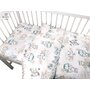 MimiNu - Set lenjerie patut cu 6 piese, Cu pilota si perna, Cu doua aparatori laterale, Din bumbac certificat Oeko Tex Standard 100, Pentru patut 120x60 cm, Design, Zoo on Bikes Nugat - 4