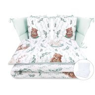 Lenjerie patut cu 6 piese, MimiNu, Pentru patut 120x60 cm, Cu pilota si perna, Cu doua aparatori laterale, Din bumbac certificat Oeko Tex Standard 100, Lulu Natural