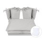 Lenjerie patut cu 6 piese, MimiNu, Pentru patut 120x60 cm,  Cu volanase, Cu pilota si perna, Cu doua aparatori laterale, Din bumbac certificat Oeko Tex Standard 100, Colectia Royal, Grey - 1