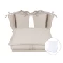 Lenjerie patut cu 6 piese, MimiNu, Pentru patut 120x60 cm, Cu volanase, Cu pilota si perna, Cu doua aparatori laterale, Din bumbac certificat Oeko Tex Standard 100, Colectia Royal, Beige
