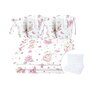 Lenjerie patut cu 6 piese, MimiNu, Pentru patut 120x60 cm, Cu pilota si perna, Cu doua aparatori laterale, Din bumbac certificat Oeko Tex Standard 100, Design, Pink Ballerina - 1