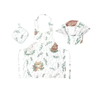 Set Micutul bucatar, MimiNu, Cu sort, o boneta si accesoriu pentru vase calde, Din bumbac certificat Oeko Tex Standard 100, Lulu Natural