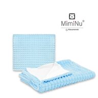 MimiNu - Set paturica 75x100 cm si perna 40x40 cm, Material certificat Oeko Tex Standard 100, Minky Blue