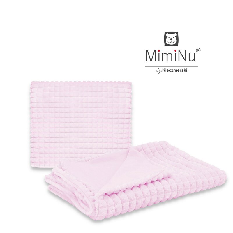 Miminu - set paturica 75x100 cm si perna 40x40 cm, minky pink