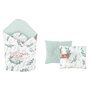 Set paturica de infasat, MimiNu, Cu doua fete, Dimensiune 75x75 cm + Perna bebelusi profilata, Cu doua fete, Cu functie anti-soc, 23x26 cm, Materiale certificate Oeko Tex Standard 100, Lulu Natural - 1