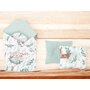 Set paturica de infasat, MimiNu, Cu doua fete, Dimensiune 75x75 cm + Perna bebelusi profilata, Cu doua fete, Cu functie anti-soc, 23x26 cm, Materiale certificate Oeko Tex Standard 100, Lulu Natural - 2