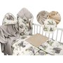 Set pentru bebelusi cu 6+1 piese, MimiNu, Cu paturica de infasat, Prosop, Paturica, Cearceaf 120x60 cm, Fata de perna, Husa pilota, Jucarie textila senzoriala, Din bumbac certificat Oeko Tex Standard 100, 135x100 cm, Design, Calm Forest Natural - 1