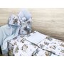 Set pentru bebelusi cu 6+1 piese, MimiNu, Cu paturica de infasat, Prosop, Paturica, Cearceaf 120x60 cm, Fata de perna, Husa pilota, Jucarie textila senzoriala, Din bumbac certificat Oeko Tex Standard 100, 135x100 cm, Design, Let's Go Blue - 2