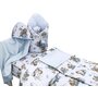 Set pentru bebelusi cu 6+1 piese, MimiNu, Cu paturica de infasat, Prosop, Paturica, Cearceaf 120x60 cm, Fata de perna, Husa pilota, Jucarie textila senzoriala, Din bumbac certificat Oeko Tex Standard 100, 135x100 cm, Design, Let's Go Blue - 3