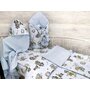 Set pentru bebelusi cu 6+1 piese, MimiNu, Cu paturica de infasat, Prosop, Paturica, Cearceaf 120x60 cm, Fata de perna, Husa pilota, Jucarie textila senzoriala, Din bumbac certificat Oeko Tex Standard 100, 135x100 cm, Design, Pirates Blue - 2