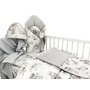 Set pentru bebelusi cu 6+1 piese, MimiNu, Cu paturica de infasat, Prosop, Paturica, Cearceaf 120x60 cm, Fata de perna, Husa pilota, Jucarie textila senzoriala, Din bumbac certificat Oeko Tex Standard 100, 135x100 cm, Design, Zoo on Bikes Beige - 1