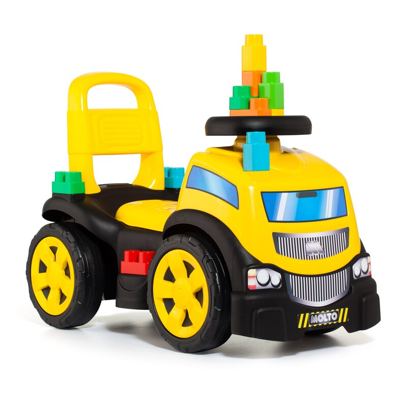 Molto - vehicul fara pedale camion cu 10 cuburi incluse, galben