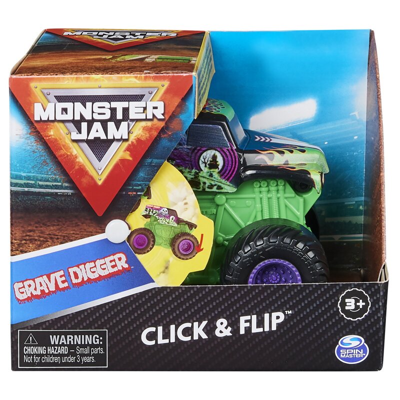 Spin master - monster jam grave digger seria click flip scara 1 la 43