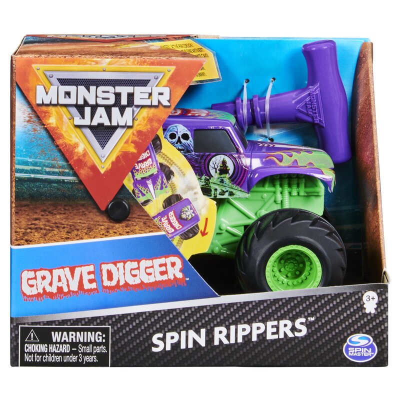 Spin Master - Masinuta Grave digger , Monster Jam , Seria spin Rippers, Scara 1:43