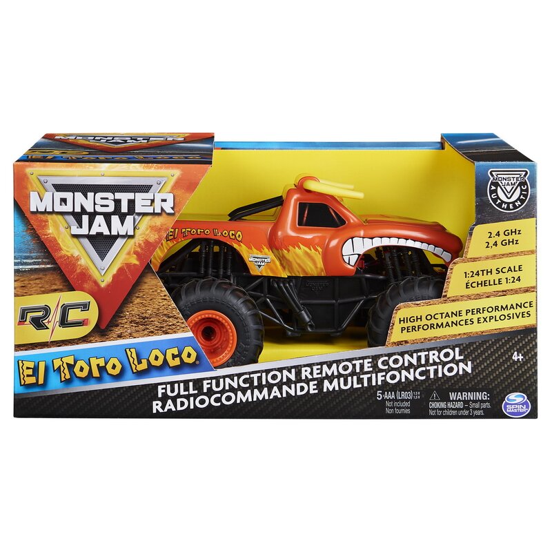 Spin master - masinuta cu telecomand el toro loco , monster jam, scara 1:24