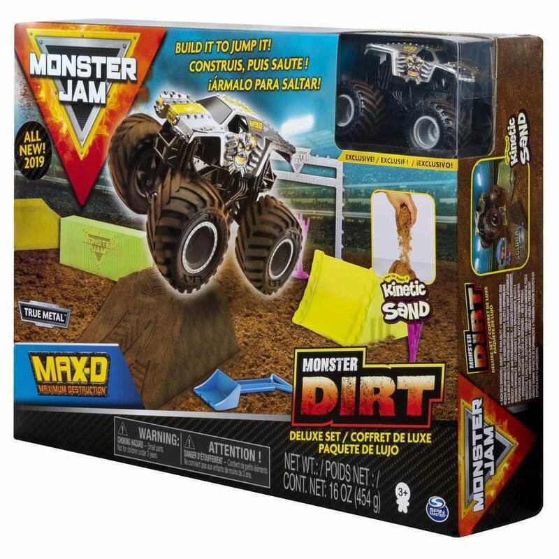 Spin Master - Camion Maxfun , Monster Jam , Cu accesorii, Cu nisip, Albastru