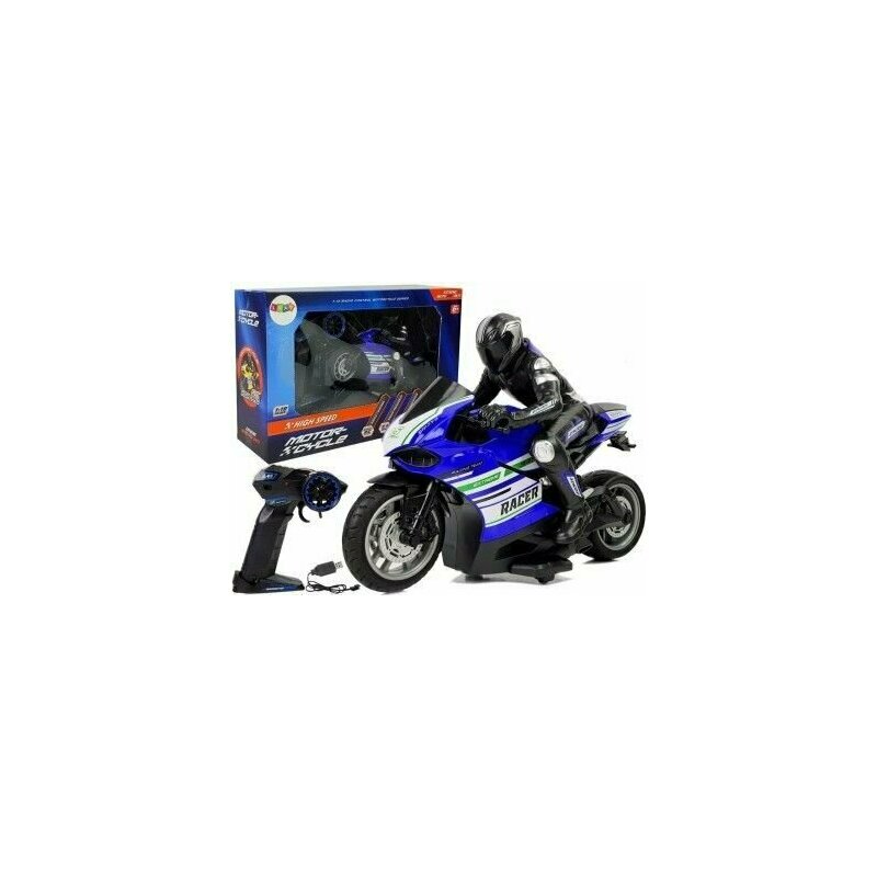 Leantoys - motocicleta albastra rc sport, cu telecomanda 2.4g si 35m, , 9072