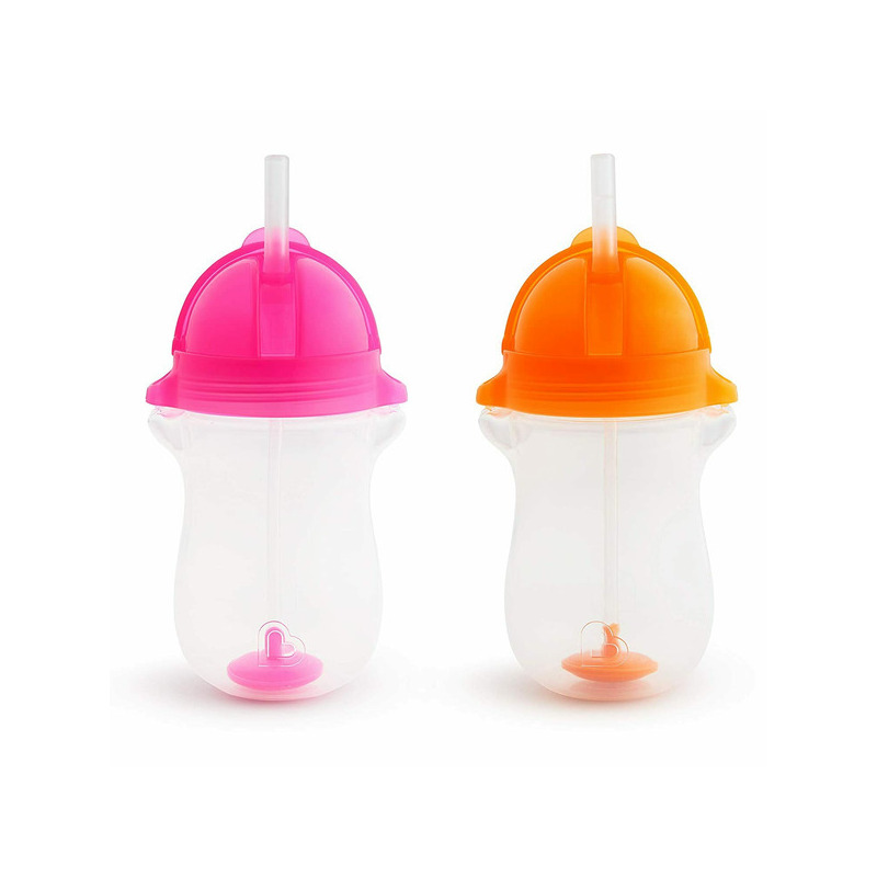 Munchkin cana any angle, click lock, cu pai flexibil, 296ml, set 2 buc., 12l+ pink/pink