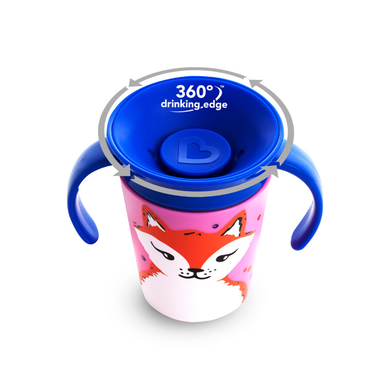 Munchkin cana miracle 360, cu manere, wildlove, 177ml, 6l+ red fox