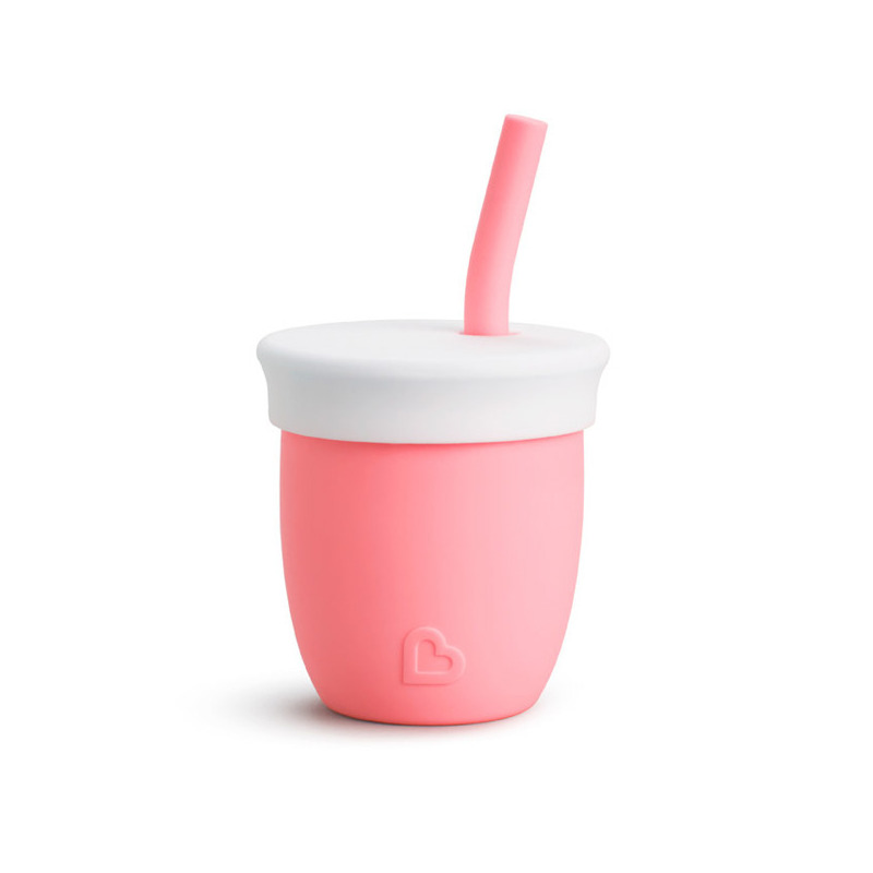 Munchkin canuta c'est silicone, din silicon, cu pai, 118ml, 6l+ coral
