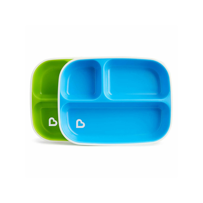 Munchkin set farfurie splash, compartimentata, set 2 buc., 6l+ blue/green