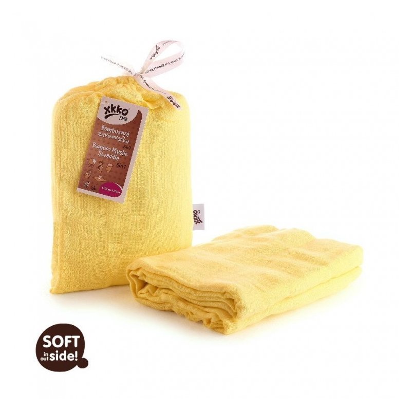 Xkko - muselina din bambus 120x120cm, lemon