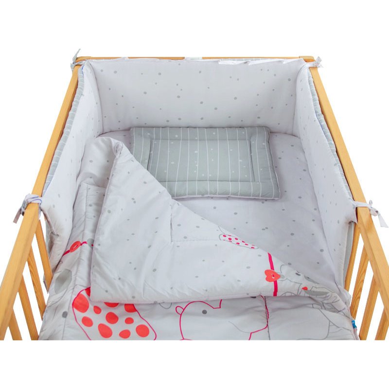 Mykids - Lenjerie My Zoo Rosu 4 Piese 140x70