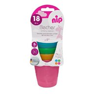Set 4 pahare colorate pentru bebelusi si copii, 300 ml, fara BPA, 18+ luni, Nip 37061