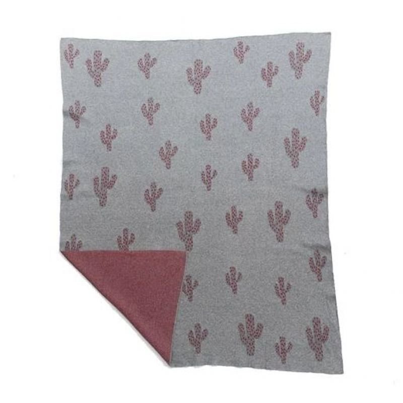 Niu - paturica din bumbac organic cu doua fete 80x100 cm cactus