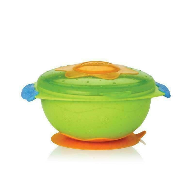 Nuby - Bol cu ventuza si capac, 9 luni+, 300 ml, Verde