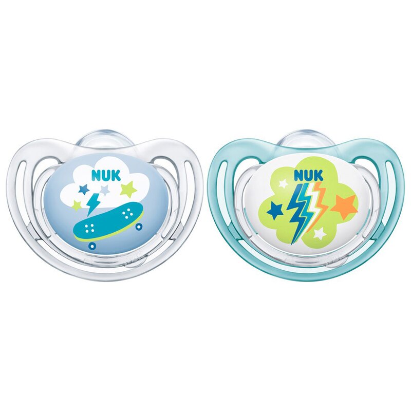 Nuk - set suzete freestyle m2 6-18 luni din silicon, albastru