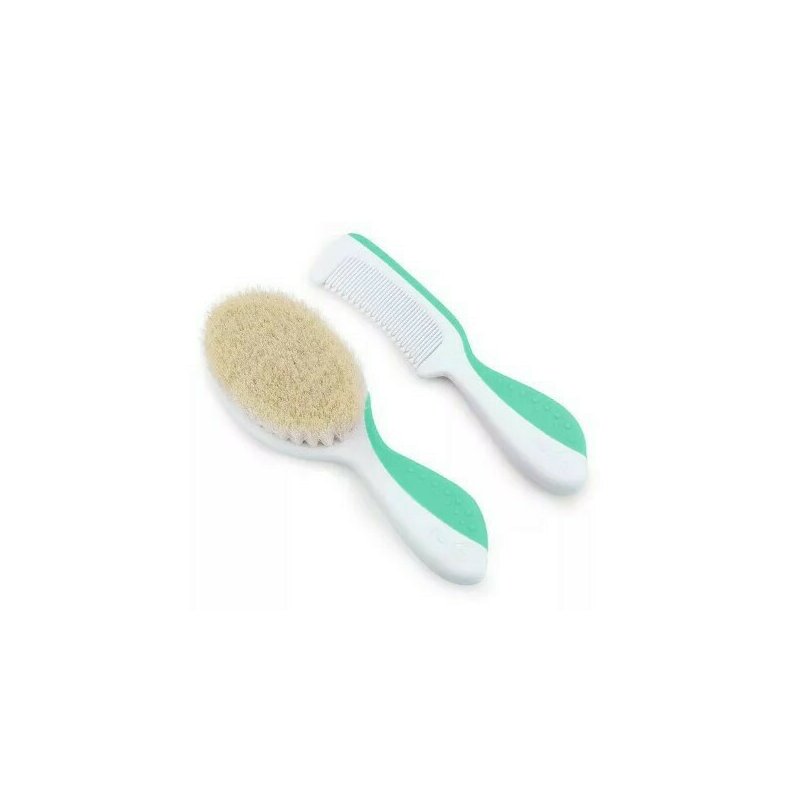 Nuvita - set pieptan si perie, din par natural, 0 luni+, verde