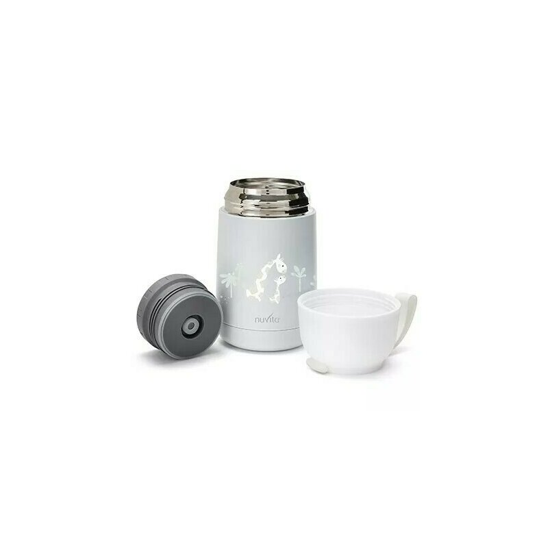 Nuvita - termos etans pentru alimente cu snur pentru transport, pana la 12 ore de mentinere calda si 24 h rece, 620 ml, din otel, fara bpa si ftalati, alb