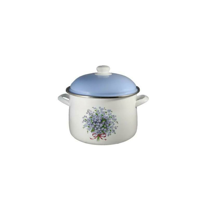 Oala emailata, 5.5 litri, capac de 22 cm inclus, liliac multicolor
