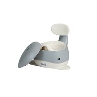 Olita pentru copii, BabyTrold, Ergonomica, Cu spatar, Compartiment igienic detasabil, Sustine 80 kg,  28.5×34×17 cm, Model balena, Gri