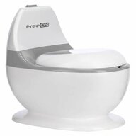 Olita educativa, FreeON, Trainer, Minitoaleta, Cu spatiu pentru hartie/servetele, Cu sunet realist de tras apa, Pana la 25 kg, 3 ani+, White/Grey