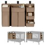 Organizator multifunctional, Lionelo, Sidepocket L, 58x11x58 cm, 3 parti independente cu multiple buzunare, Universal, Constructie ranforsata, Bej - 11