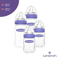 Lansinoh - Set biberoane 4 bucati, 2x160 ml, 2x240 ml din Polypropilena (Pp)