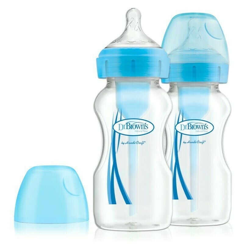Dr. brown's - pachet biberoane anti-colici gat larg options plus pp, 270 ml. albastru (2-pack)