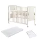 Pachet Patut din lemn bebe, 120x60 cm, Cu laterala culisanta, FreeON, Mia, Saltea 120x60x12 cm si protectie impermeabila - 1