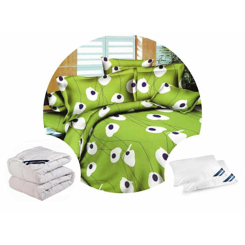 Somnart - pachet promo: 1 lenjerie 4 piese bumbac finet model maci + 1 pilota 200x220 + 2 perne 50x70