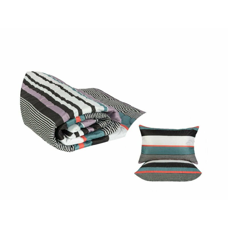Somnart - pachet promo: 1 pilota matlasata ultrasleep multicolored 200x220 cm + 2 perne microfibra ultrasleep multicolored 50x70 cm
